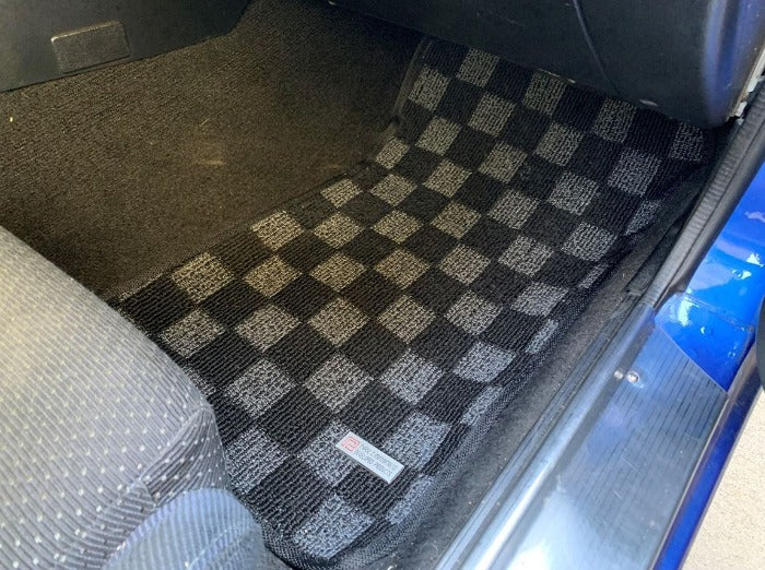 P2-CPTFC3SDG-TP - P2M Checkered Race Carpet Floor Mats - Mazda RX-7 FC3S  (1986-1990) – Circuit Spec R