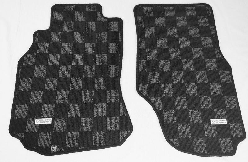 Motor Trend FatRug Checkered Carpet Floor Mats, Gray, Vintage