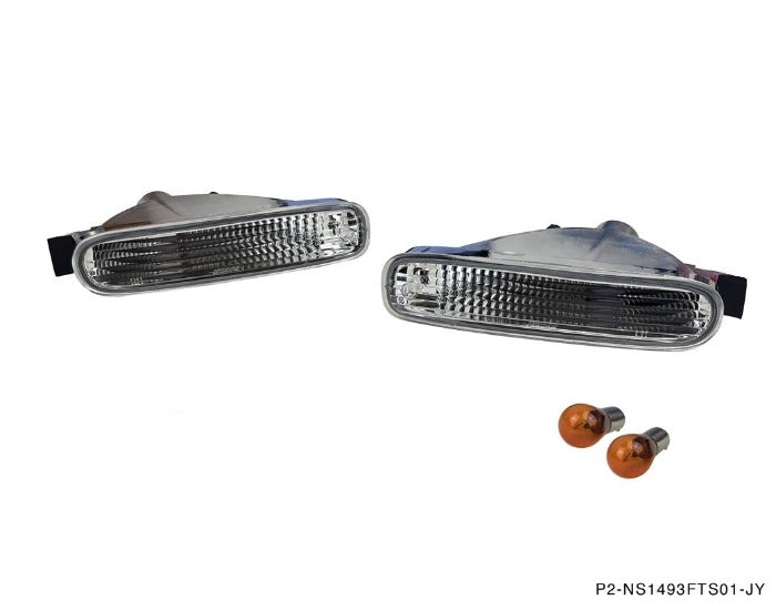 Phase 2 Motortrend (P2M) Clear Front Turn Signal Lights - Nissan 240sx S14  Zenki Navan Front Bumper(1995-1996)