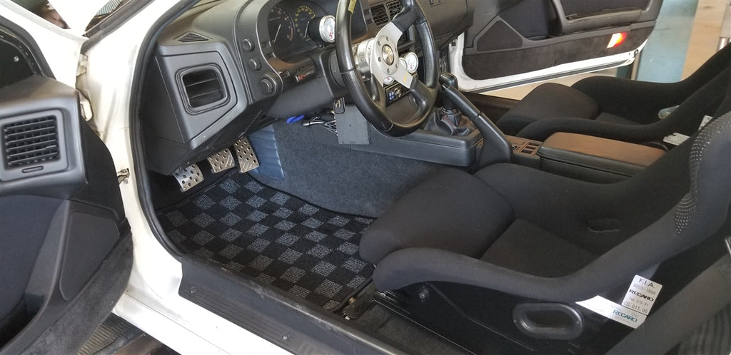 P2-CPTFC3SDG-TP - P2M Checkered Race Carpet Floor Mats - Mazda RX-7 FC3S  (1986-1990) – Circuit Spec R