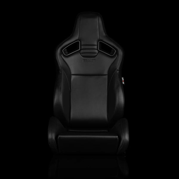 Braum Racing ELITE V2 Series Sport Reclinable Seats PAIR - Black Leatherette / Black Stitching