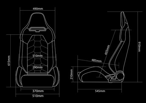 Braum Racing VIPER-X Series Sport Reclinable Seats- Pair - Black Leatherette (Black Suede Inserts)