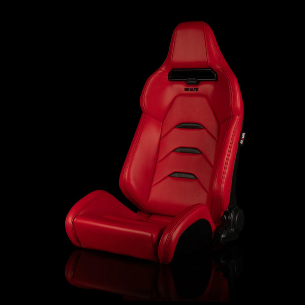 Braum Racing VIPER-X Series Sport Reclinable Seats- Pair - Red Leatherette (Black Trim)