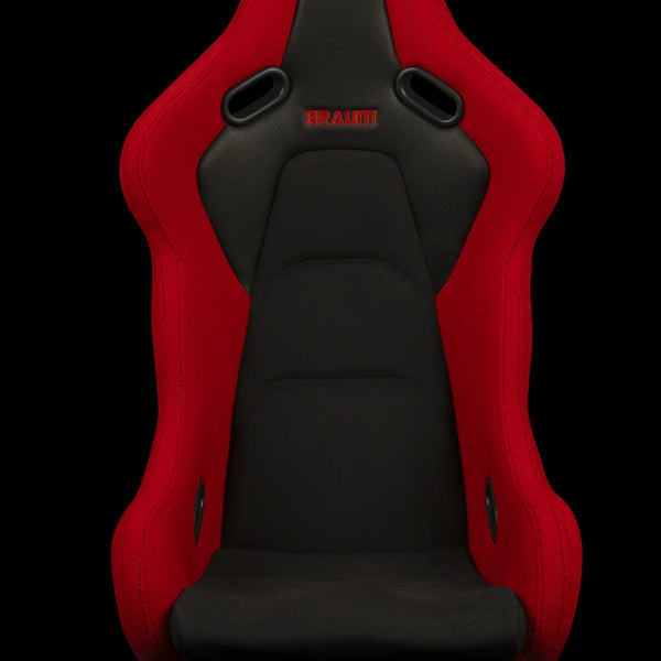 Braum Racing FALCON-S Series Fixed Back Bucket Composite Seat - Pair - Red Cloth / Alcantara Inserts