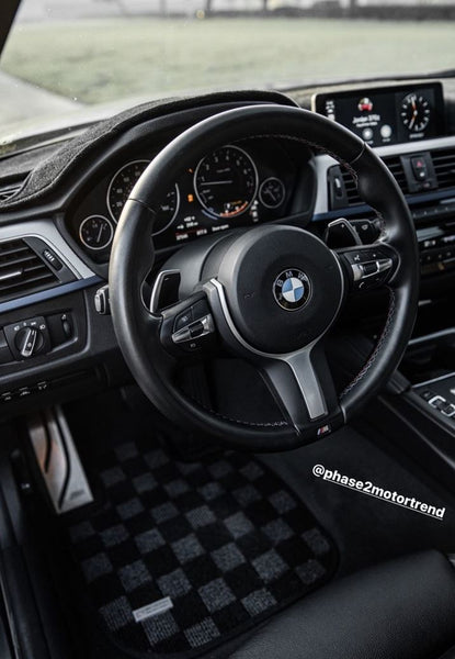 Phase 2 Motortrend (P2M) Checkered Carpet Race Floor Mats - BMW F30 3-Series (2011-2019)