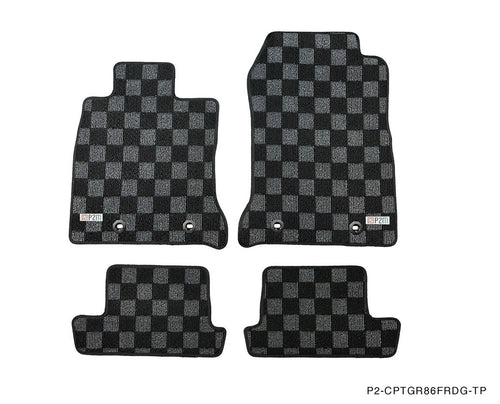 Phase 2 Motortrend (P2M) Front & Rear Checkered Race Carpet Floor Mats - Toyota GR86 (2022+)