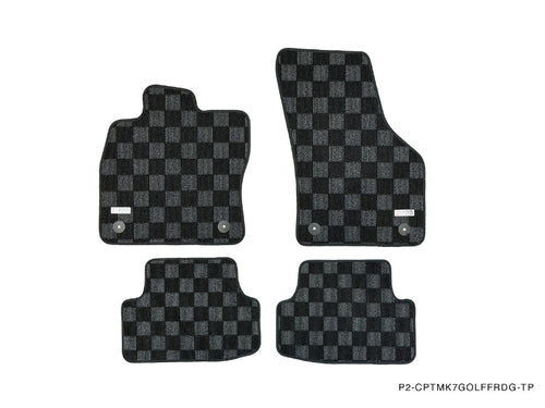 Phase 2 Motortrend (P2M) Checkered Carpet Race Floor Mats - VW Golf / R / GTI (2015-2021)