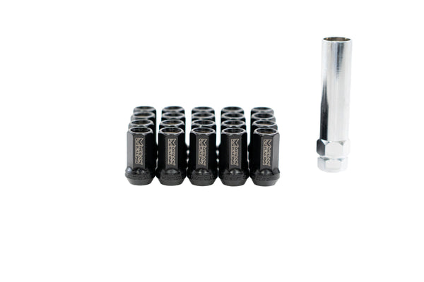 Megan Racing 7-Sided Heptagon Open-Ended Lug Nuts - Black - M12x1.5