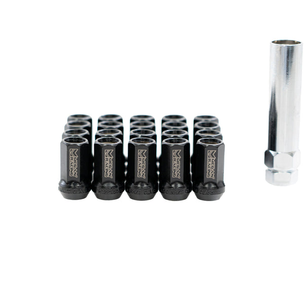 Megan Racing 7-Sided Heptagon Open-Ended Lug Nuts - Black - M12x1.5