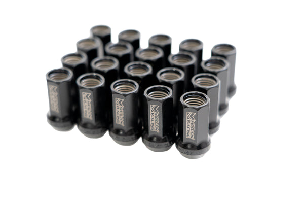 Megan Racing 7-Sided Heptagon Open-Ended Lug Nuts - Black - M12x1.5