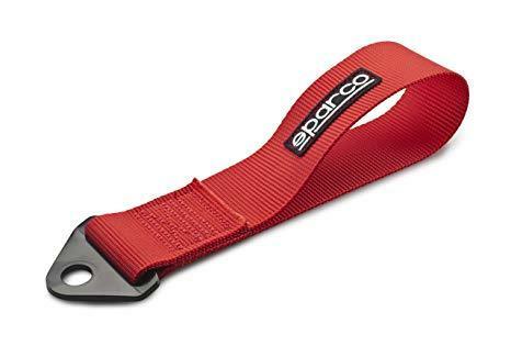 Sparco Racing Red Tow Hook Strap FIA Approved - Universal