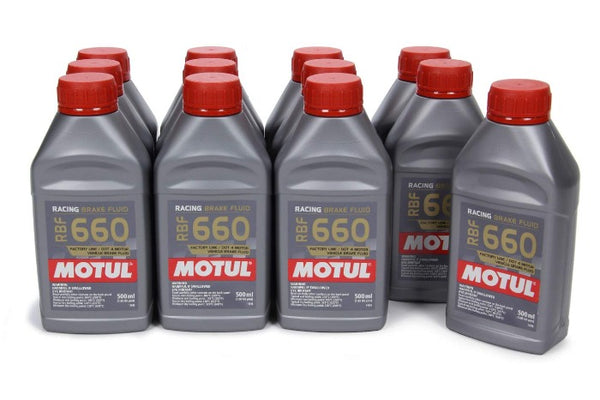 MOTUL 0.5 Liter (16.9 fl.oz) RBF 660 Brake Fluid - Racing Dot 4 Oil - 12 Bottles