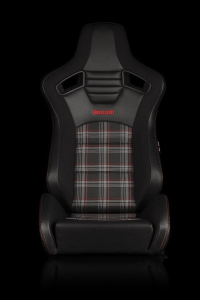 BRAUM Racing Elite S Reclining Bucket Seats Pair - Black & Red Plaid - Universal