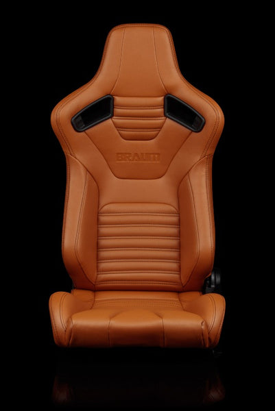 Braum Racing Elite-X Series Sport Reclinable Seats - British Tan w/ Black Stitching - Pair