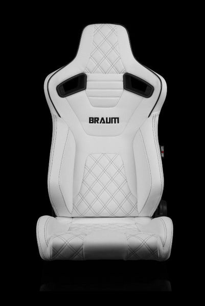 Braum Racing Elite-X Series Sport Reclinable Seats - White w/ Double Black Stitching - Pair