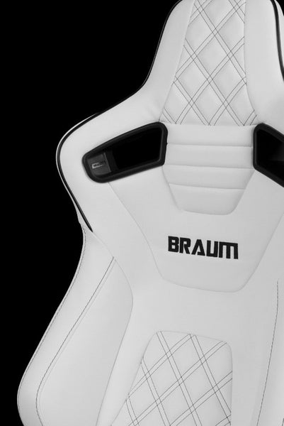 Braum Racing Elite-X Series Sport Reclinable Seats - White w/ Double Black Stitching - Pair