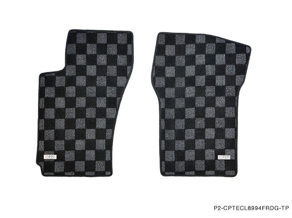 Phase 2 Motortrend (P2M) Checkered Carpet Race Floor Mats Front & Rear - Mitsubishi Eclipse (D21/22/27) (1989-1994)