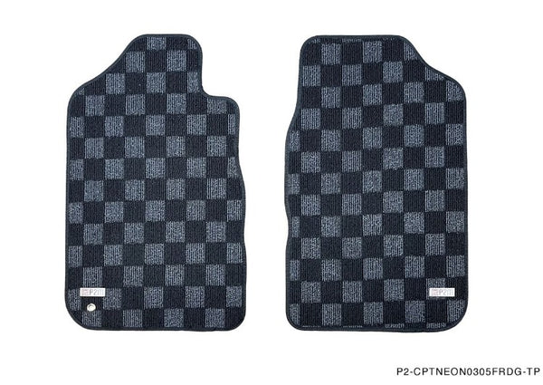 Phase 2 Motortrend (P2M) Checkered Flag Race Carpet Floor Mats Front & Rear - Dodge Neon SRT4 (2003-2005)