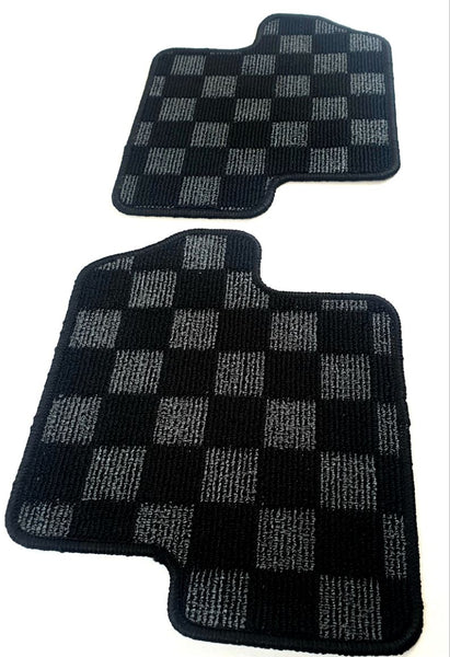 Phase 2 Motortrend (P2M) REAR Checkered Race Carpet Floor Mats (Dark Grey) - Nissan 240sx S13 (1989-1994)