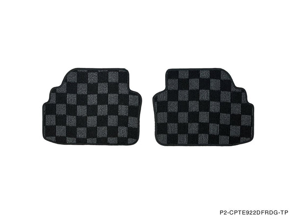 Phase 2 Motortrend (P2M) Checkered Flag Race Carpet Floor Mats Front & Rear - BMW E90 / E92 3 Series (2006-2012)