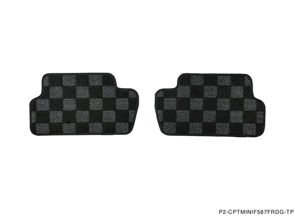 Phase 2 Motortrend (P2M) Checkered Carpet Race Floor Mats - Mini Cooper (F56) 2 Door Hatch (2014-2022) / Cooper (F57) Convertible (2016-2022)