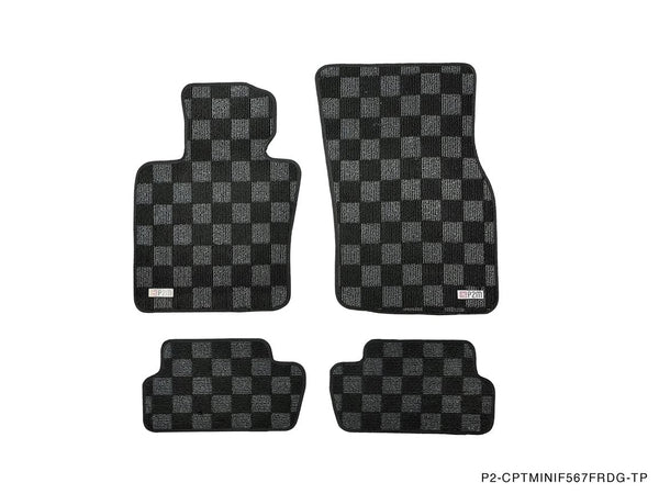 Phase 2 Motortrend (P2M) Checkered Carpet Race Floor Mats - Mini Cooper (F56) 2 Door Hatch (2014-2022) / Cooper (F57) Convertible (2016-2022)