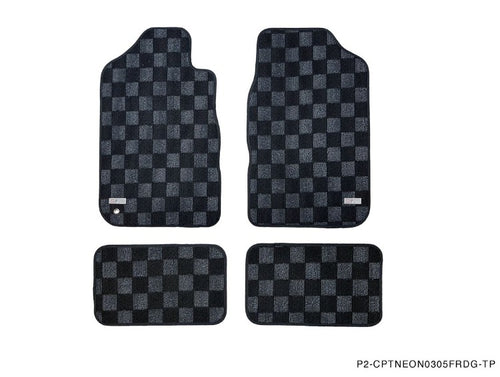 Phase 2 Motortrend (P2M) Checkered Flag Race Carpet Floor Mats Front & Rear - Dodge Neon SRT4 (2003-2005)