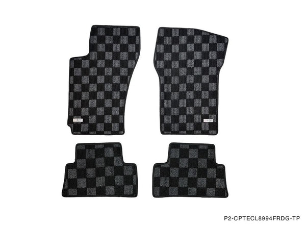 Phase 2 Motortrend (P2M) Checkered Carpet Race Floor Mats Front & Rear - Mitsubishi Eclipse (D21/22/27) (1989-1994)