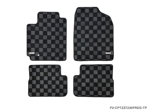 Phase 2 Motortrend (P2M) Checkered Carpet Race Floor Mats Front & Rear - Toyota Celica ZZT230 (1999-2006)