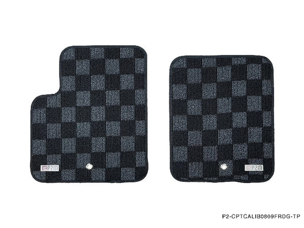 Phase 2 Motortrend (P2M) Checkered Flag Race Carpet Floor Mats Front & Rear - Dodge Caliber SRT4 (2008-2009)