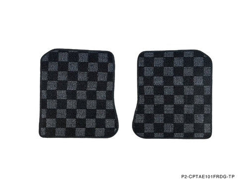 Phase 2 Motortrend (P2M) Front & Rear Checkered Carpet Floor Mats - Toyota Corolla AE101Corolla Sedan (1993-1998)