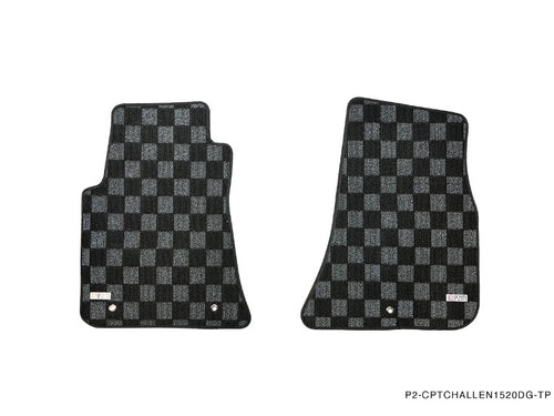 Phase 2 Motortrend (P2M) Checkered Flag Race Carpet Floor Mats Set - Dodge Challenger (2015-2020)