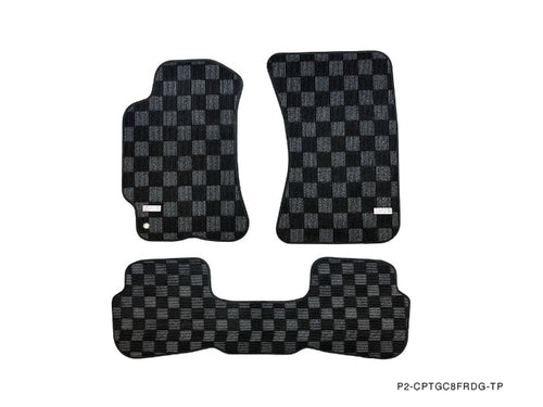 Phase 2 Motortrend (P2M) Front & Rear Checkered Carpet Floor Mats - Subaru Impreza WRX GC8 (1992-1999)