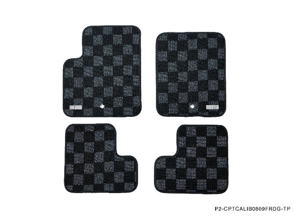 Phase 2 Motortrend (P2M) Checkered Flag Race Carpet Floor Mats Front & Rear - Dodge Caliber SRT4 (2008-2009)