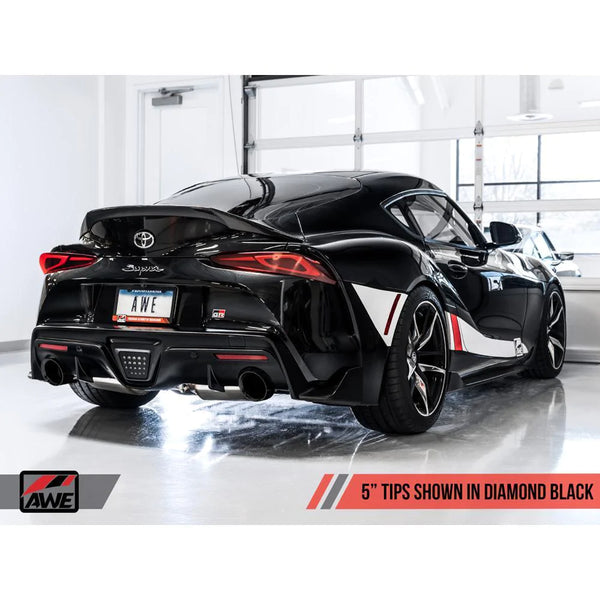 AWE Tuning Track Edition Cat-Back Exhaust System - 5in Chrome Silver Tips - Toyota GR Supra A90 (2020+)