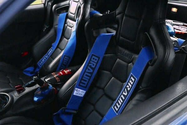 BRAUM Racing Elite-X Series Reclining Bucket Seats Pair - Black Komodo Leather / Black Stitching - Universal